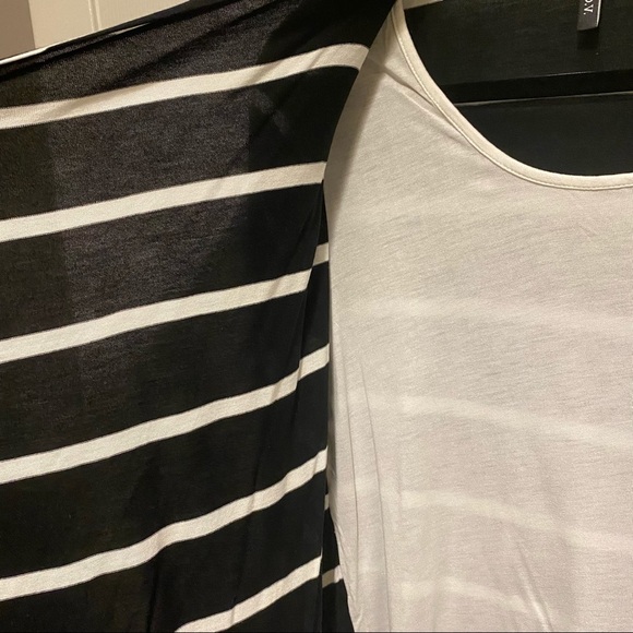 Casual Black & White Striped Layered Top Size M - Picture 3 of 4